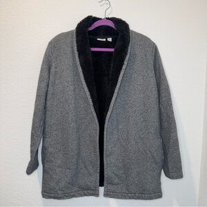 L.L. Bean Sherpa Lined Open Front Cozy Cardigan Sweater Jacket size Medium